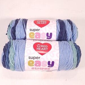 Red Heart Super Easy Stripes Yarn - Blue and Green